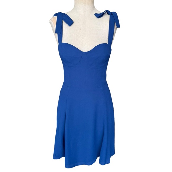 Reformation Niara Mini Dress in Caspian Blue - Picture 4 of 10